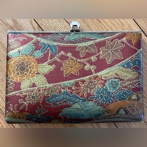 VINTAGE red wine burgundy blue green floral clutch bag purse